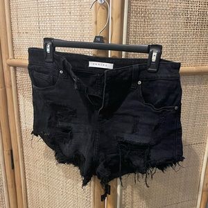Black denim cut off shorts